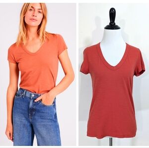 Banana Republic Cozy Slub Tee - Red Orange - Size Small Womens V-neck T-shirt